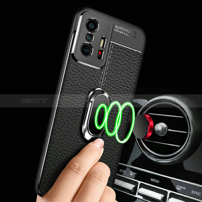 Funda Silicona Goma de Cuero Carcasa con Magnetico Anillo de dedo Soporte para Xiaomi Mi 11T Pro 5G