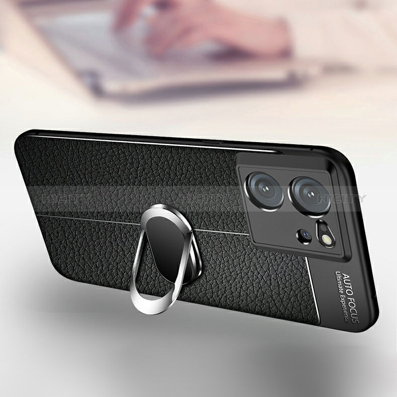 Funda Silicona Goma de Cuero Carcasa con Magnetico Anillo de dedo Soporte para Xiaomi Mi 13T 5G