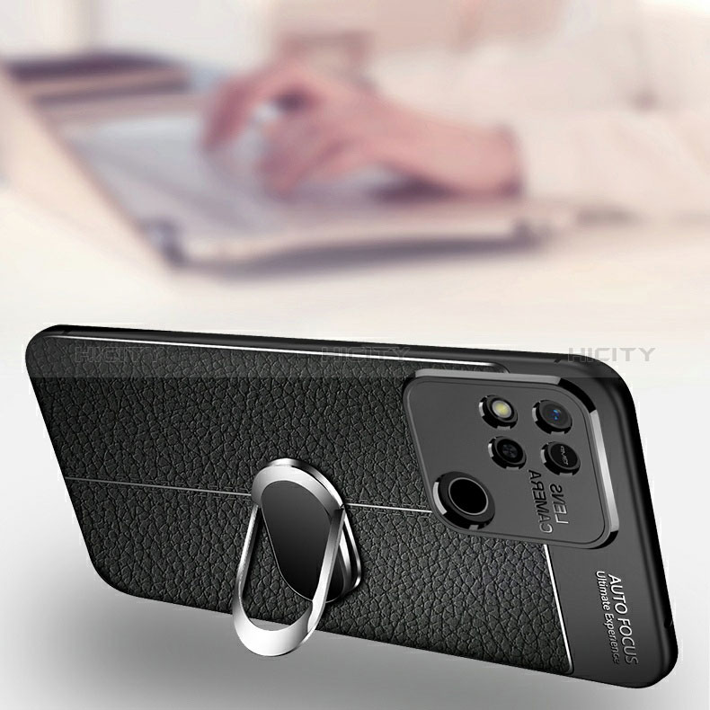 Funda Silicona Goma de Cuero Carcasa con Magnetico Anillo de dedo Soporte para Xiaomi Redmi 9 Activ