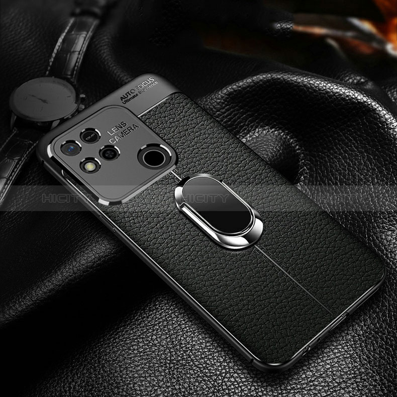 Funda Silicona Goma de Cuero Carcasa con Magnetico Anillo de dedo Soporte para Xiaomi Redmi 9C