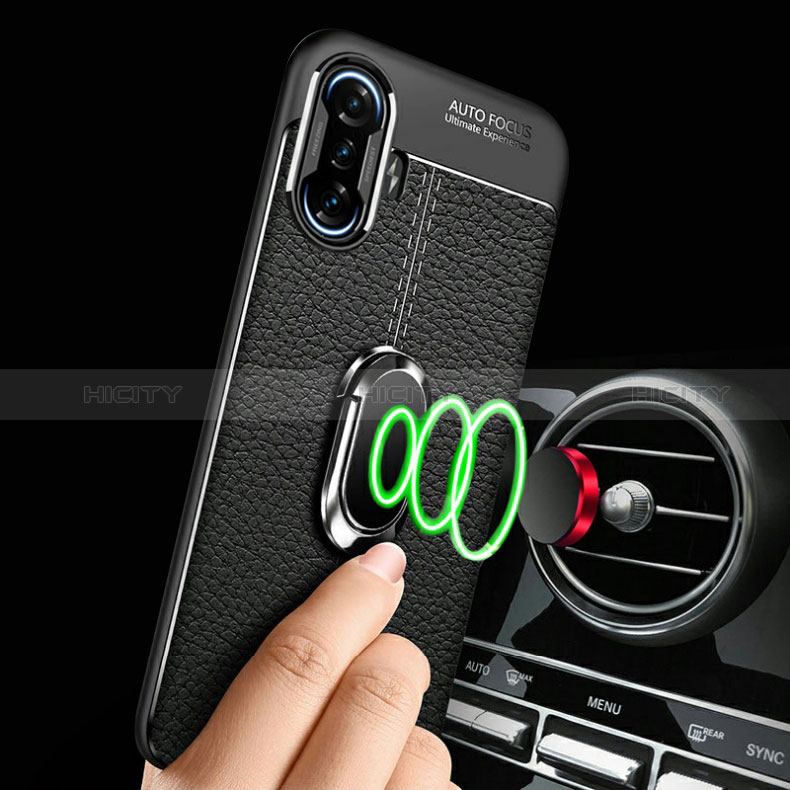 Funda Silicona Goma de Cuero Carcasa con Magnetico Anillo de dedo Soporte para Xiaomi Redmi K40 Gaming 5G