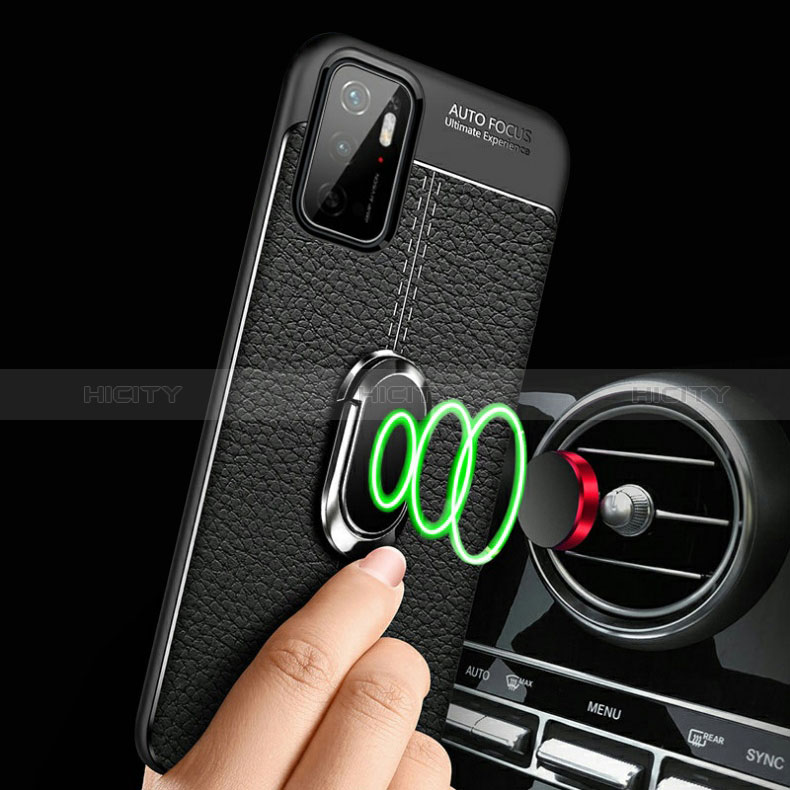 Funda Silicona Goma de Cuero Carcasa con Magnetico Anillo de dedo Soporte para Xiaomi Redmi Note 10T 5G