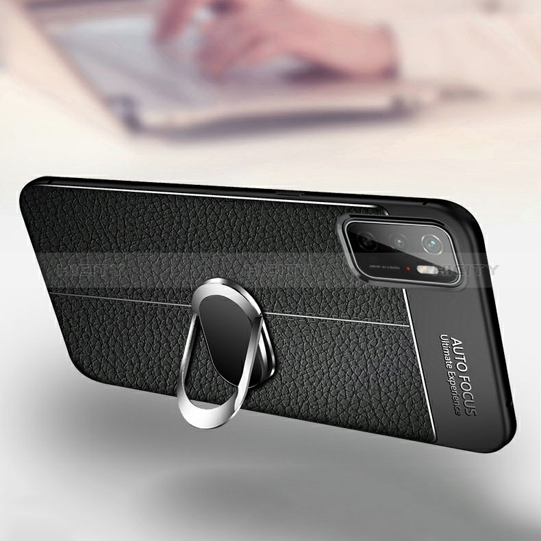 Funda Silicona Goma de Cuero Carcasa con Magnetico Anillo de dedo Soporte para Xiaomi Redmi Note 10T 5G