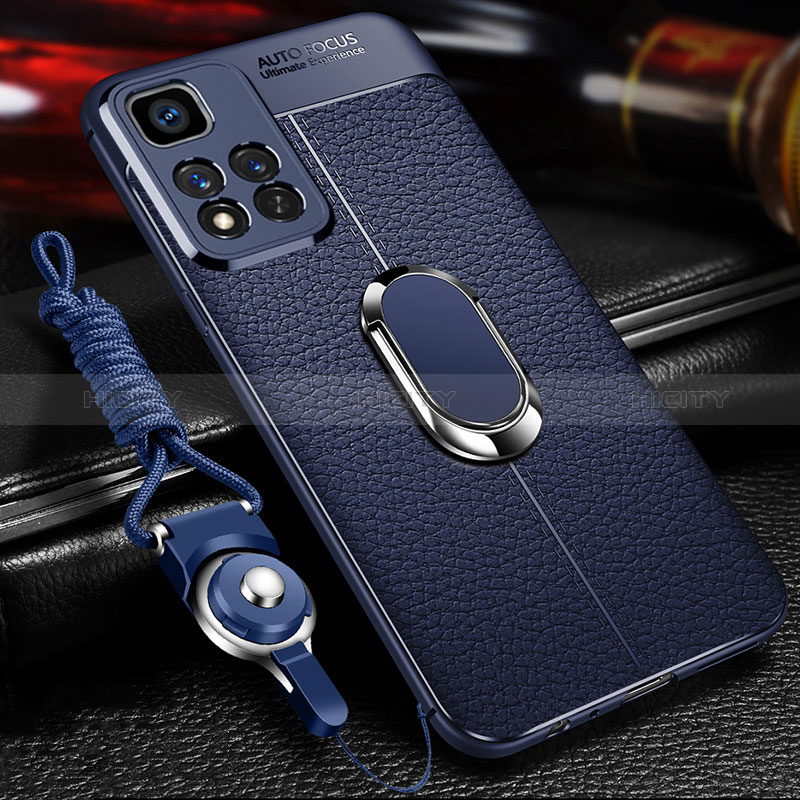 Funda Silicona Goma de Cuero Carcasa con Magnetico Anillo de dedo Soporte para Xiaomi Redmi Note 11 Pro+ Plus 5G