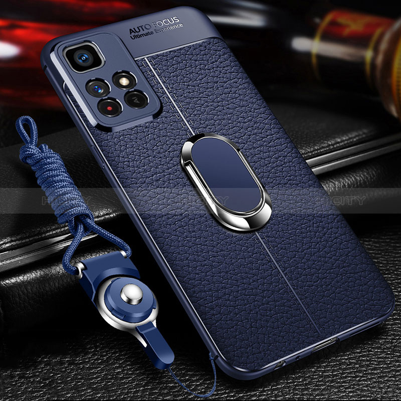 Funda Silicona Goma de Cuero Carcasa con Magnetico Anillo de dedo Soporte para Xiaomi Redmi Note 11T 5G