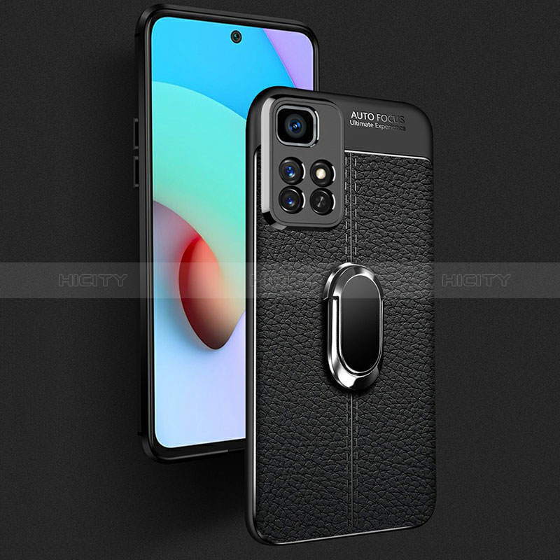 Funda Silicona Goma de Cuero Carcasa con Magnetico Anillo de dedo Soporte para Xiaomi Redmi Note 11T 5G