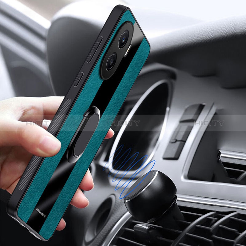 Funda Silicona Goma de Cuero Carcasa con Magnetico Anillo de dedo Soporte PB1 para Huawei Honor X7a