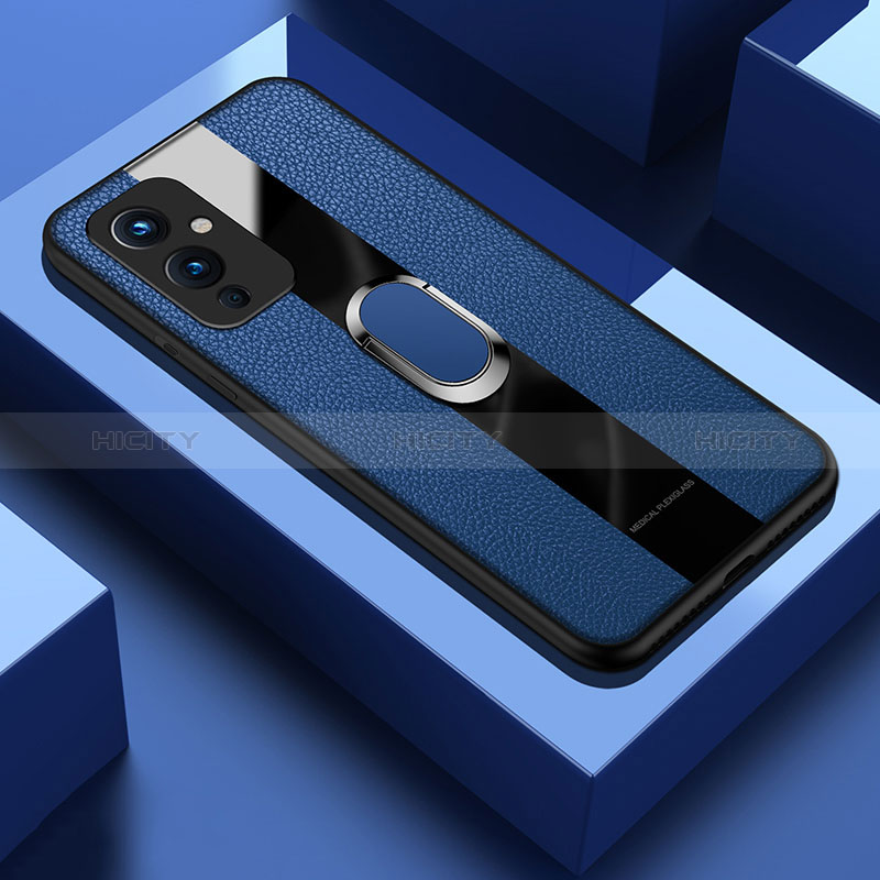 Funda Silicona Goma de Cuero Carcasa con Magnetico Anillo de dedo Soporte PB1 para OnePlus 9 5G