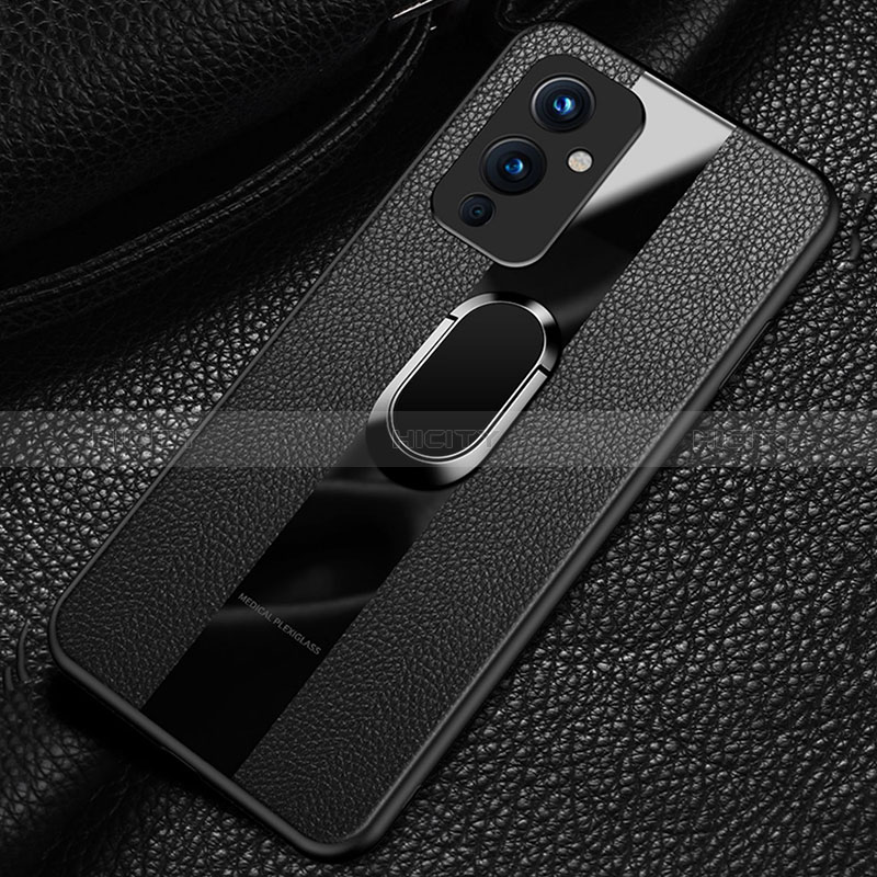 Funda Silicona Goma de Cuero Carcasa con Magnetico Anillo de dedo Soporte PB1 para OnePlus 9 5G