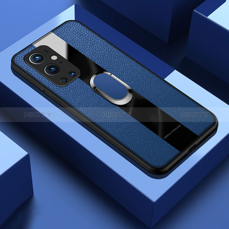 Funda Silicona Goma de Cuero Carcasa con Magnetico Anillo de dedo Soporte PB1 para OnePlus 9 Pro 5G