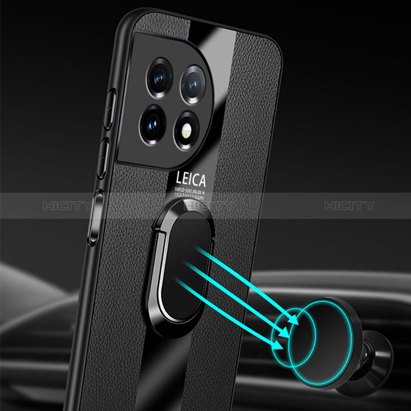 Funda Silicona Goma de Cuero Carcasa con Magnetico Anillo de dedo Soporte PB1 para OnePlus Ace 2 5G