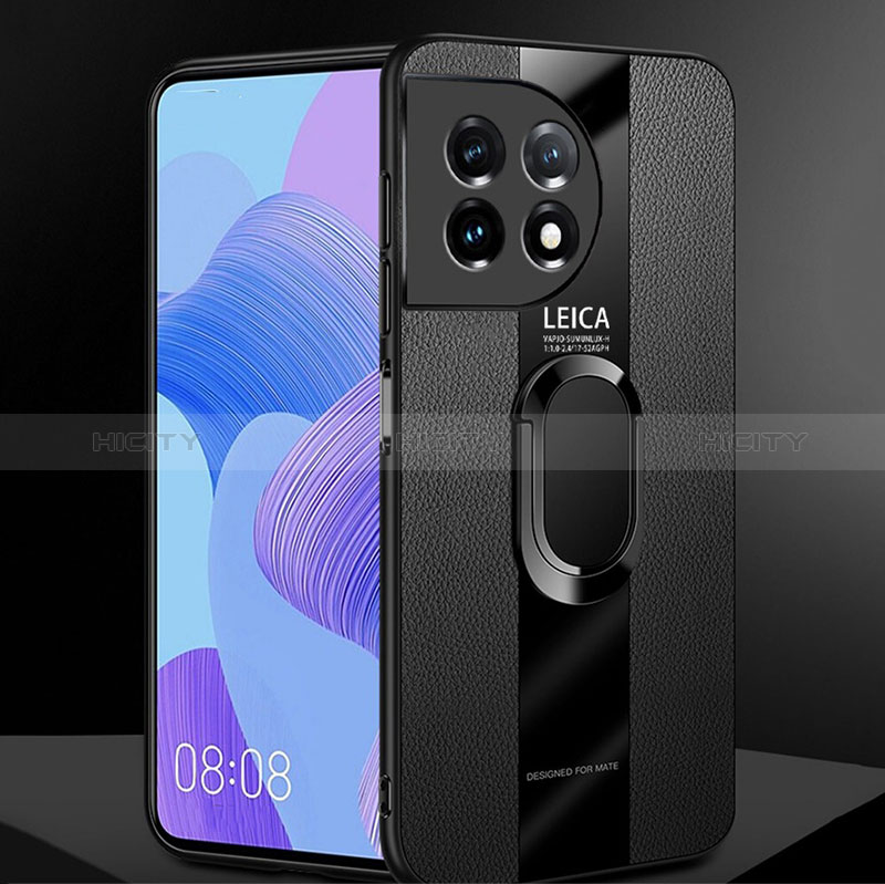 Funda Silicona Goma de Cuero Carcasa con Magnetico Anillo de dedo Soporte PB1 para OnePlus Ace 2 Pro 5G