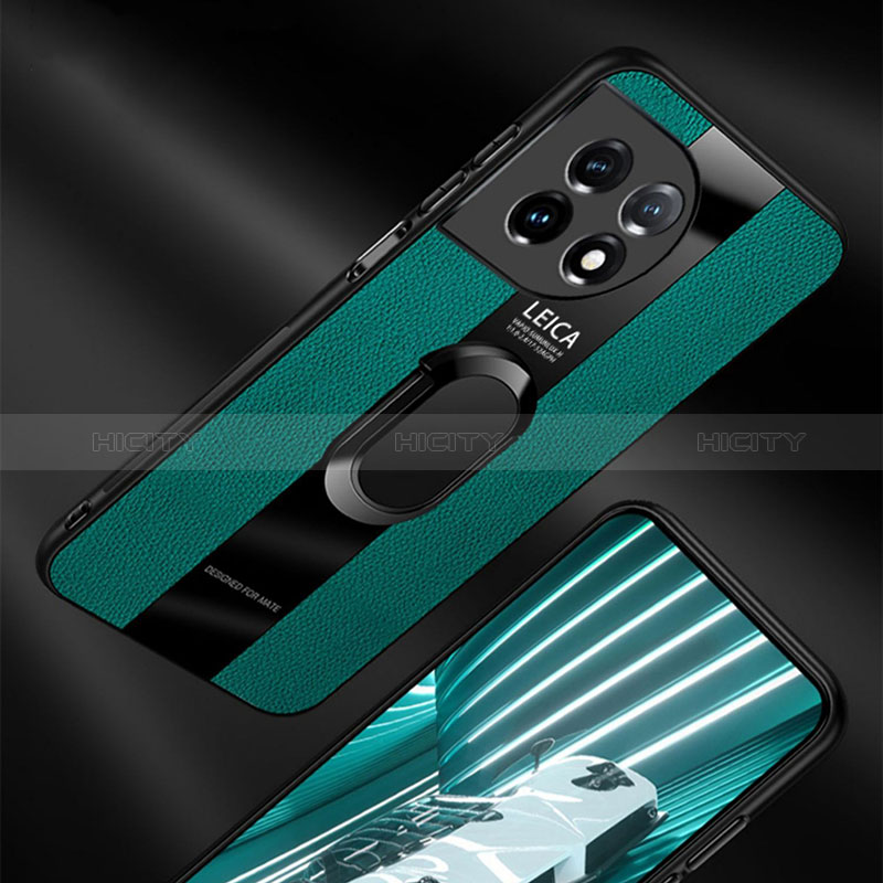 Funda Silicona Goma de Cuero Carcasa con Magnetico Anillo de dedo Soporte PB1 para OnePlus Ace 2 Pro 5G