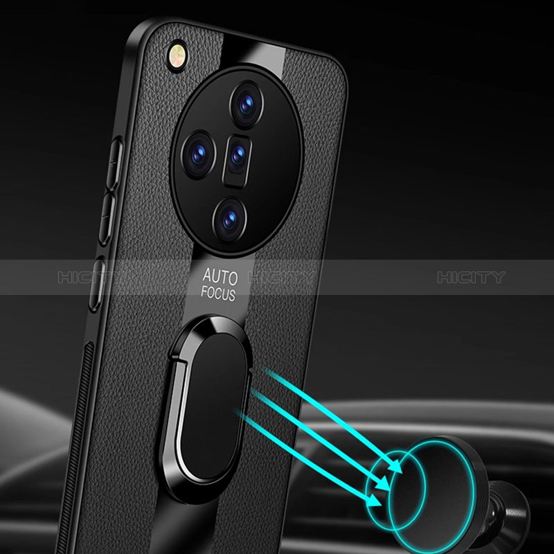 Funda Silicona Goma de Cuero Carcasa con Magnetico Anillo de dedo Soporte PB1 para Oppo Find X7 Ultra 5G