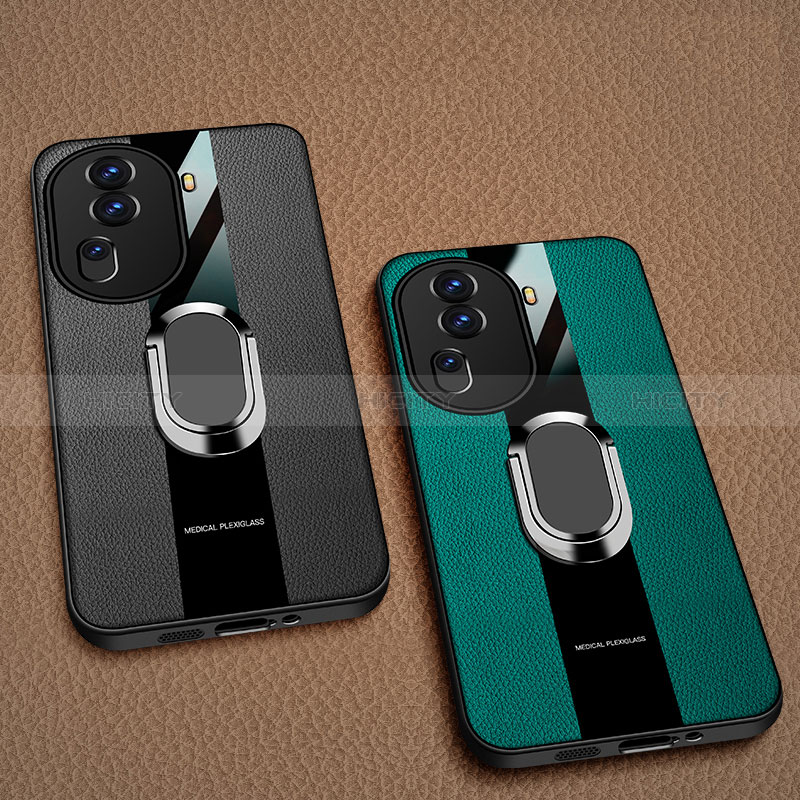 Funda Silicona Goma de Cuero Carcasa con Magnetico Anillo de dedo Soporte PB1 para Oppo Reno11 Pro 5G