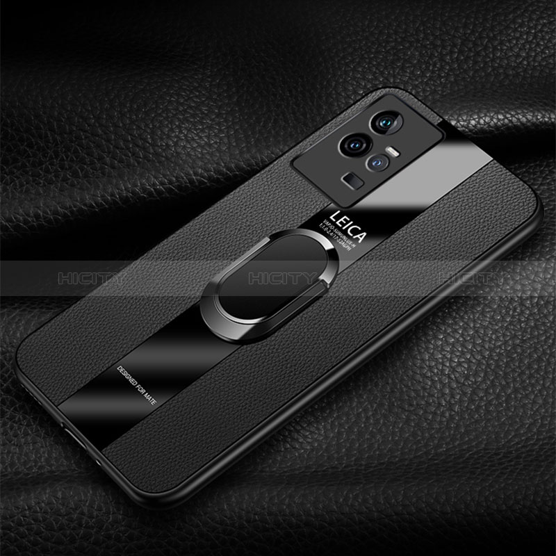 Funda Silicona Goma de Cuero Carcasa con Magnetico Anillo de dedo Soporte PB1 para Vivo iQOO 11 Pro 5G