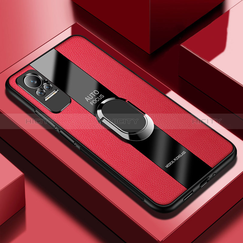 Funda Silicona Goma de Cuero Carcasa con Magnetico Anillo de dedo Soporte PB1 para Xiaomi Civi 1S 5G Rojo