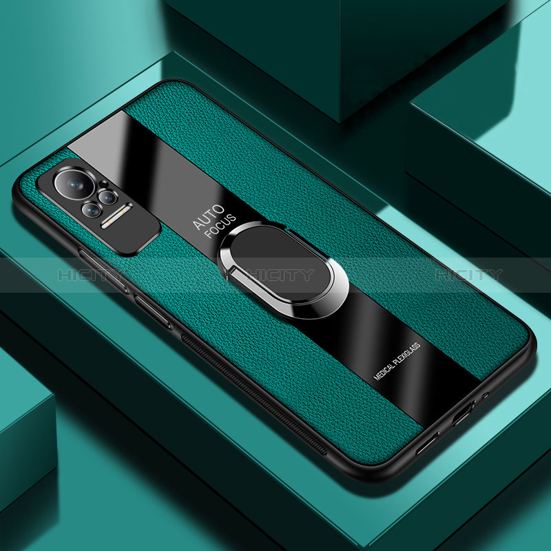 Funda Silicona Goma de Cuero Carcasa con Magnetico Anillo de dedo Soporte PB1 para Xiaomi Civi 5G Verde