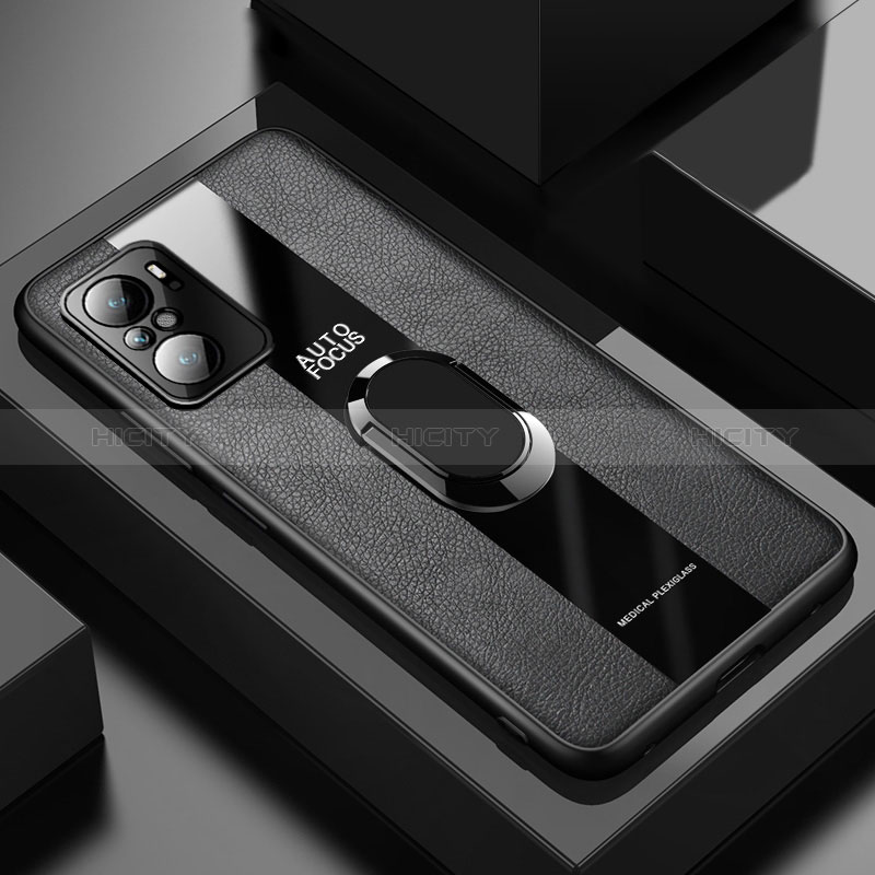 Funda Silicona Goma de Cuero Carcasa con Magnetico Anillo de dedo Soporte PB1 para Xiaomi Mi 11i 5G Negro