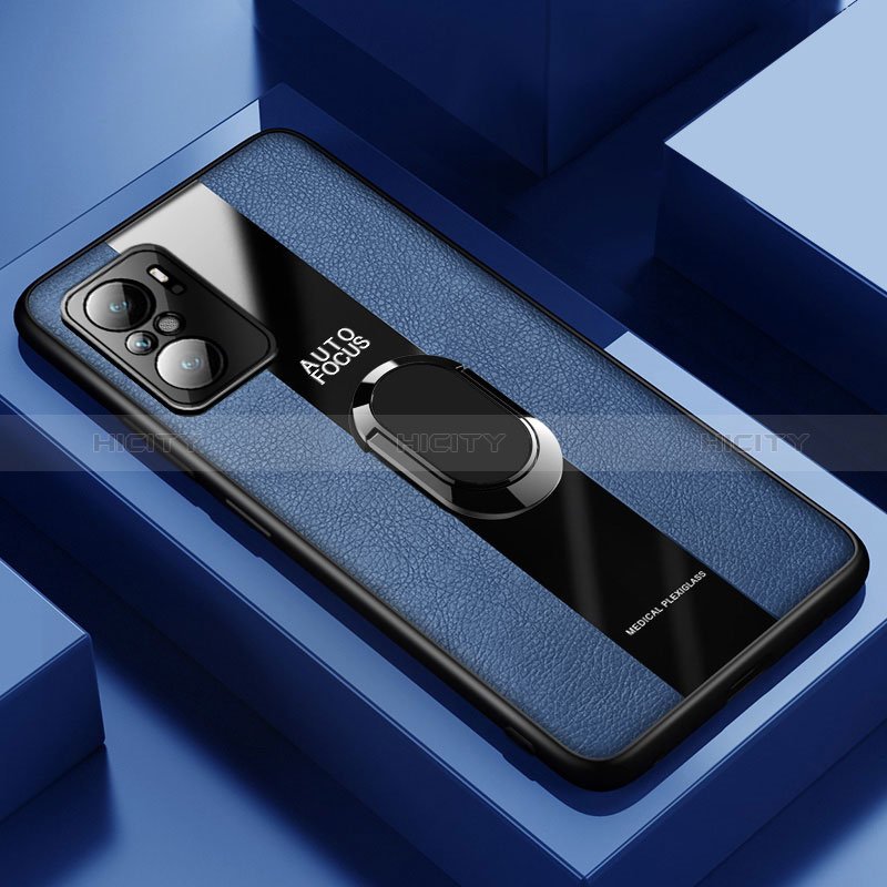 Funda Silicona Goma de Cuero Carcasa con Magnetico Anillo de dedo Soporte PB1 para Xiaomi Mi 11X 5G Azul