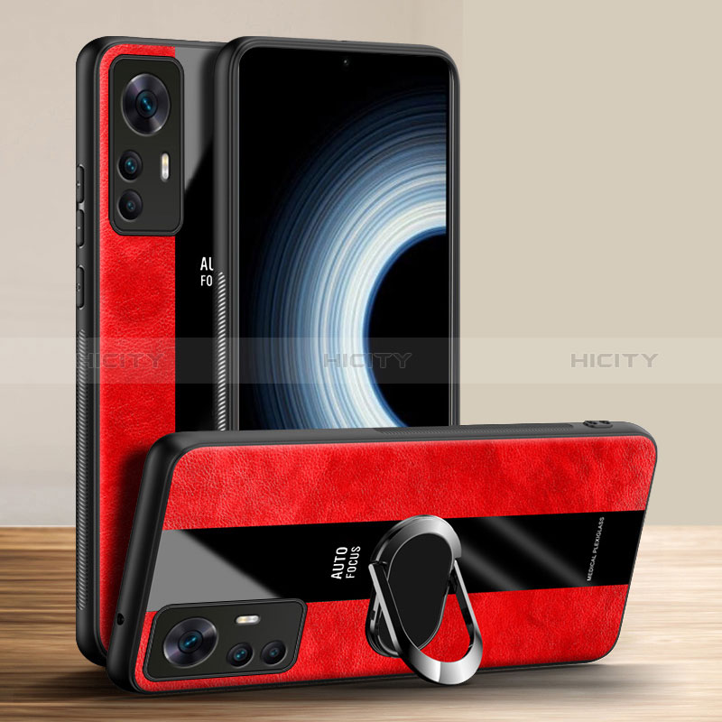 Funda Silicona Goma de Cuero Carcasa con Magnetico Anillo de dedo Soporte PB1 para Xiaomi Mi 12T Pro 5G Rojo