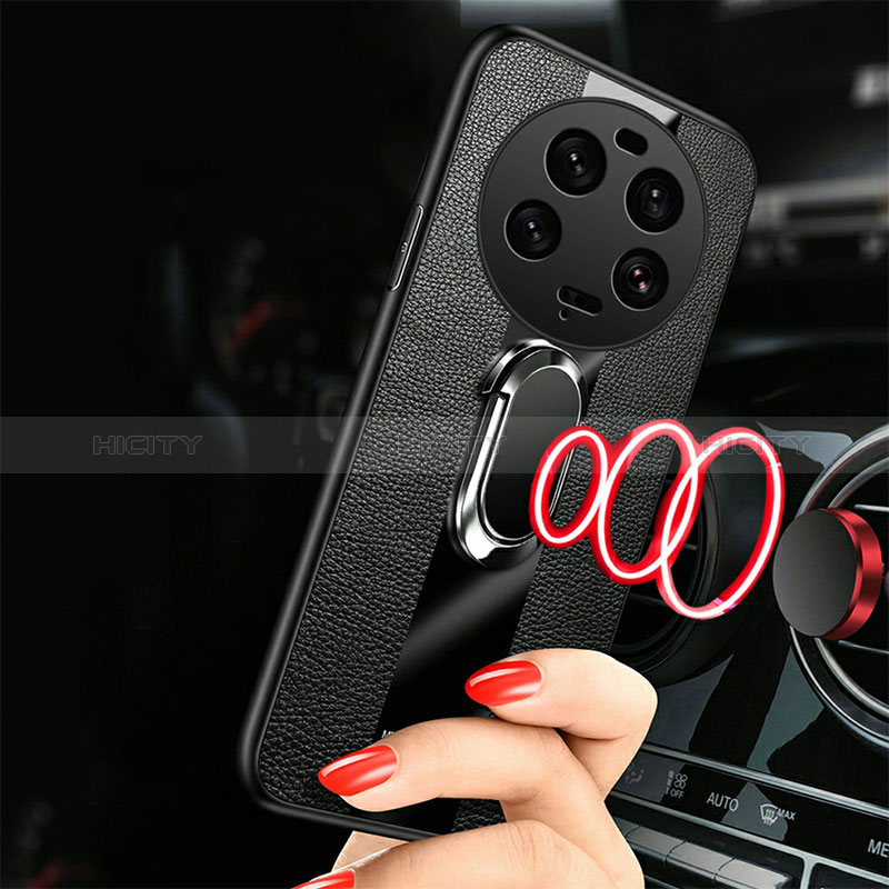 Funda Silicona Goma de Cuero Carcasa con Magnetico Anillo de dedo Soporte PB1 para Xiaomi Mi 13 Ultra 5G