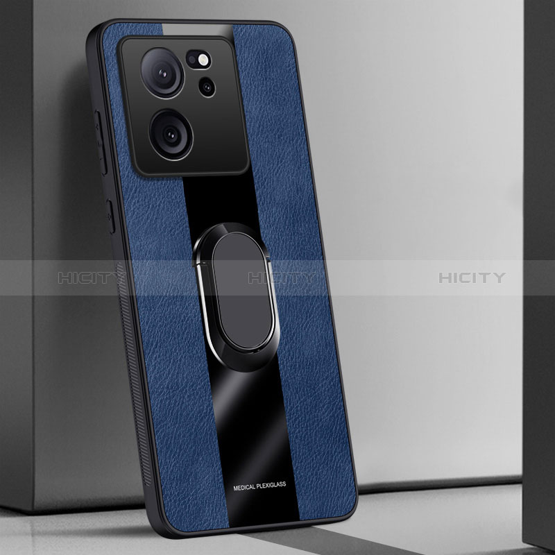 Funda Silicona Goma de Cuero Carcasa con Magnetico Anillo de dedo Soporte PB1 para Xiaomi Mi 13T 5G Azul