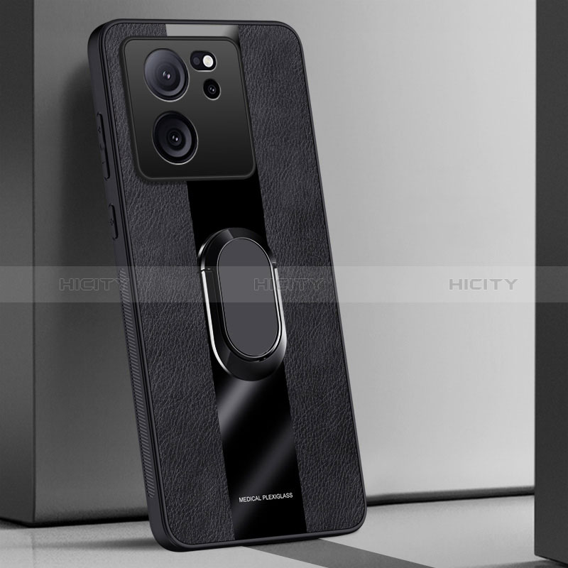 Funda Silicona Goma de Cuero Carcasa con Magnetico Anillo de dedo Soporte PB1 para Xiaomi Mi 13T 5G Negro