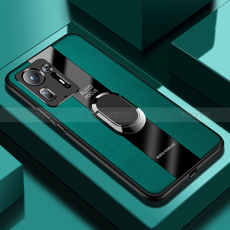 Funda Silicona Goma de Cuero Carcasa con Magnetico Anillo de dedo Soporte PB1 para Xiaomi Mi Mix 4 5G Verde