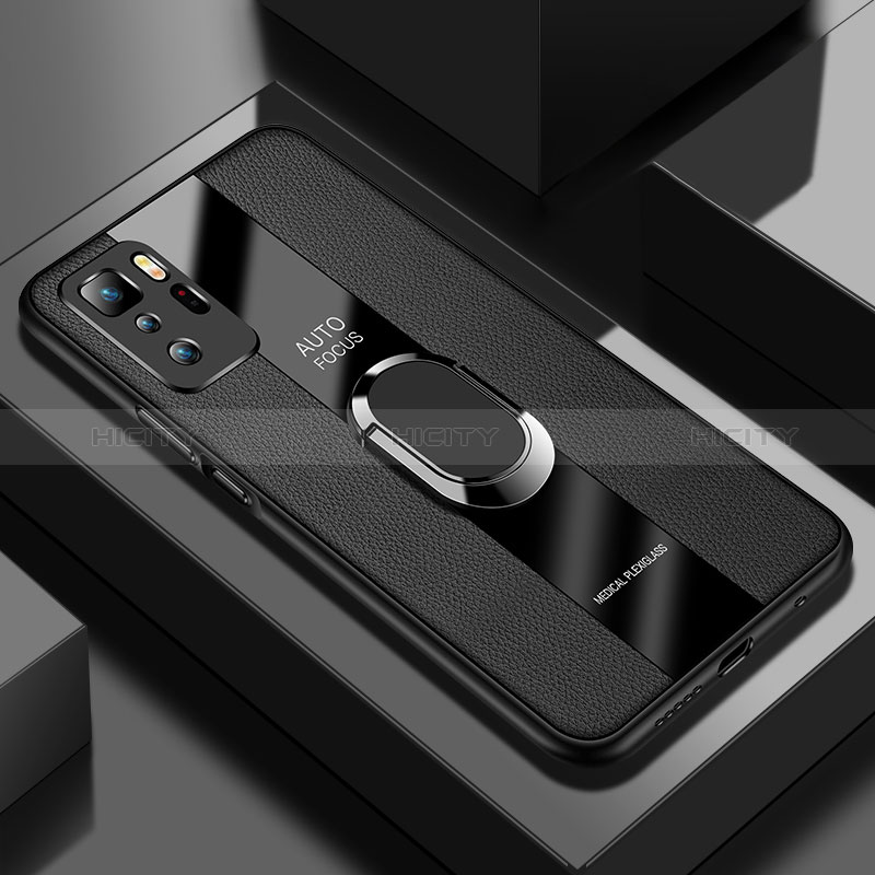 Funda Silicona Goma de Cuero Carcasa con Magnetico Anillo de dedo Soporte PB1 para Xiaomi Poco X3 GT 5G Negro