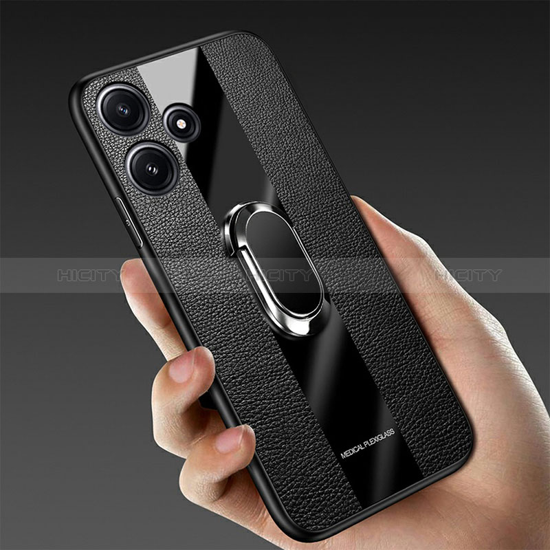 Funda Silicona Goma de Cuero Carcasa con Magnetico Anillo de dedo Soporte PB1 para Xiaomi Redmi 12 5G