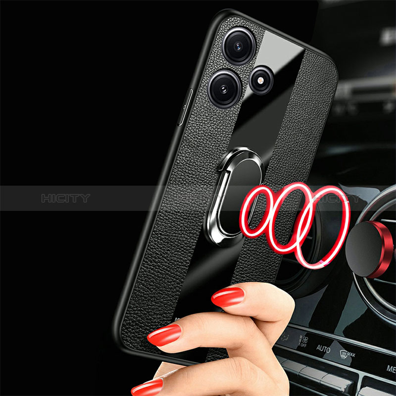 Funda Silicona Goma de Cuero Carcasa con Magnetico Anillo de dedo Soporte PB1 para Xiaomi Redmi 12 5G