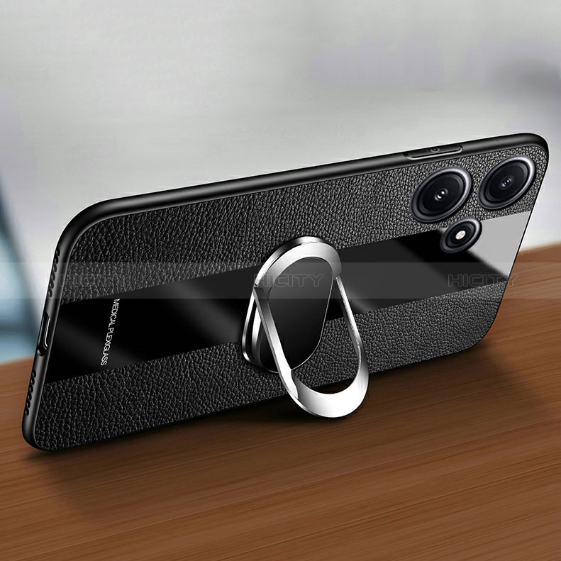 Funda Silicona Goma de Cuero Carcasa con Magnetico Anillo de dedo Soporte PB1 para Xiaomi Redmi 12 5G