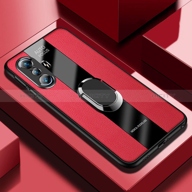 Funda Silicona Goma de Cuero Carcasa con Magnetico Anillo de dedo Soporte PB1 para Xiaomi Redmi K40 Gaming 5G Rojo