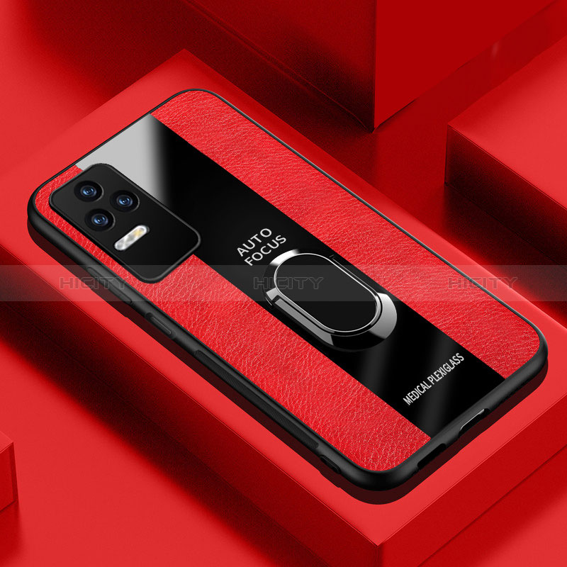 Funda Silicona Goma de Cuero Carcasa con Magnetico Anillo de dedo Soporte PB1 para Xiaomi Redmi K40S 5G Rojo