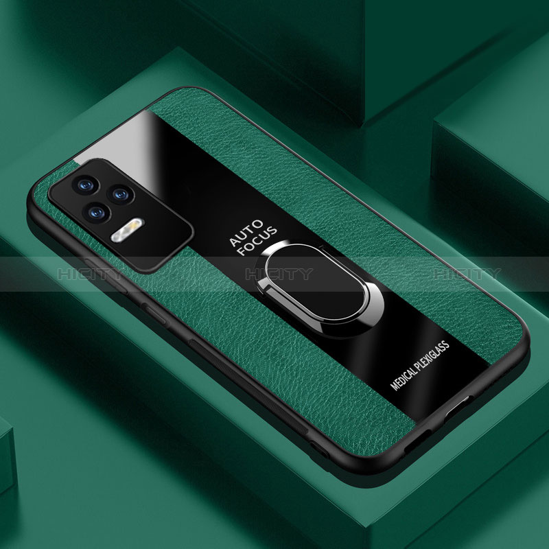 Funda Silicona Goma de Cuero Carcasa con Magnetico Anillo de dedo Soporte PB1 para Xiaomi Redmi K40S 5G Verde