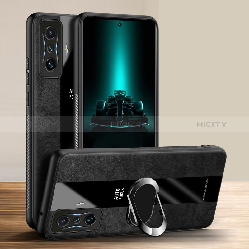 Funda Silicona Goma de Cuero Carcasa con Magnetico Anillo de dedo Soporte PB1 para Xiaomi Redmi K50 Gaming 5G Negro