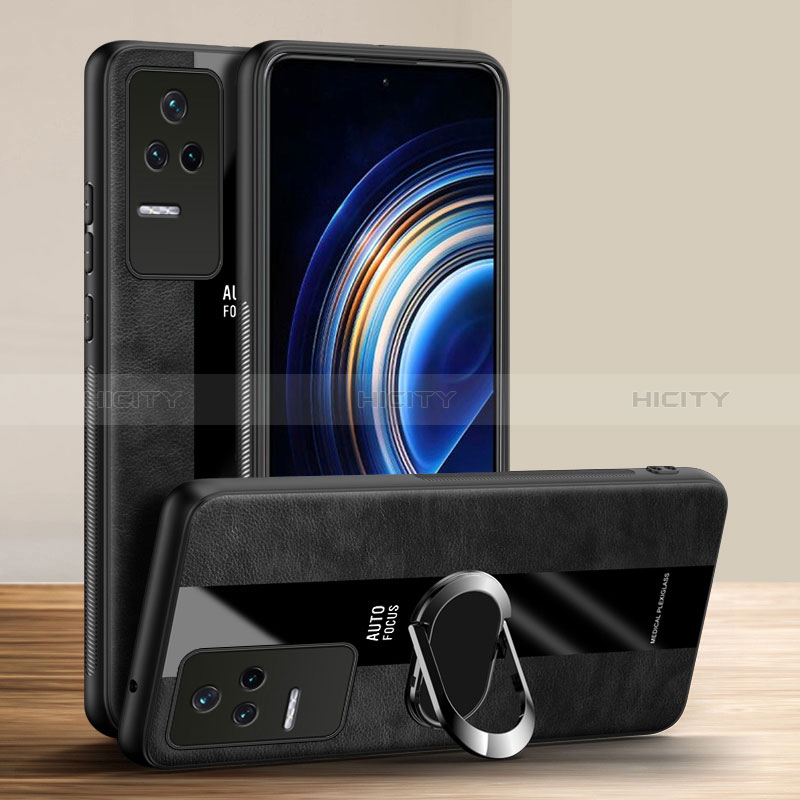 Funda Silicona Goma de Cuero Carcasa con Magnetico Anillo de dedo Soporte PB1 para Xiaomi Redmi K50 Pro 5G Negro