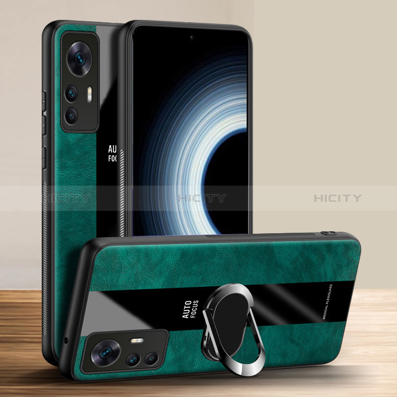 Funda Silicona Goma de Cuero Carcasa con Magnetico Anillo de dedo Soporte PB1 para Xiaomi Redmi K50 Ultra 5G Verde