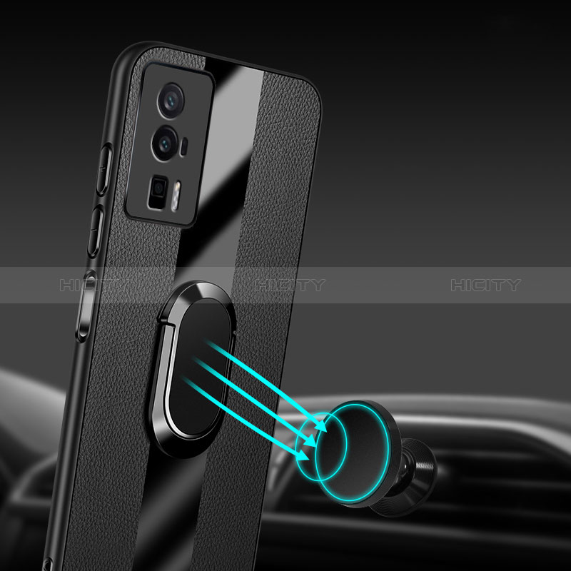 Funda Silicona Goma de Cuero Carcasa con Magnetico Anillo de dedo Soporte PB1 para Xiaomi Redmi K60 5G