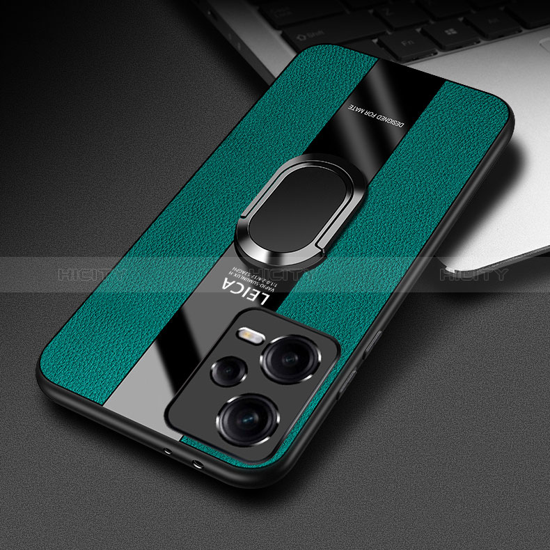 Funda Silicona Goma de Cuero Carcasa con Magnetico Anillo de dedo Soporte PB1 para Xiaomi Redmi Note 12 Explorer Verde