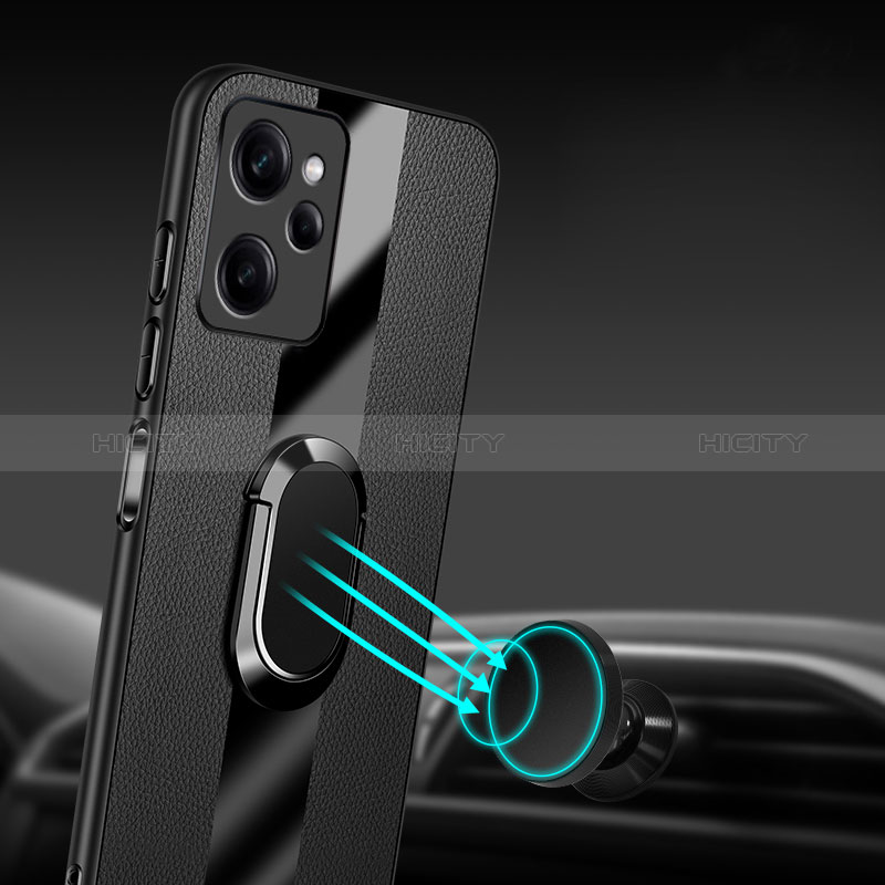 Funda Silicona Goma de Cuero Carcasa con Magnetico Anillo de dedo Soporte PB1 para Xiaomi Redmi Note 12 Pro Speed 5G