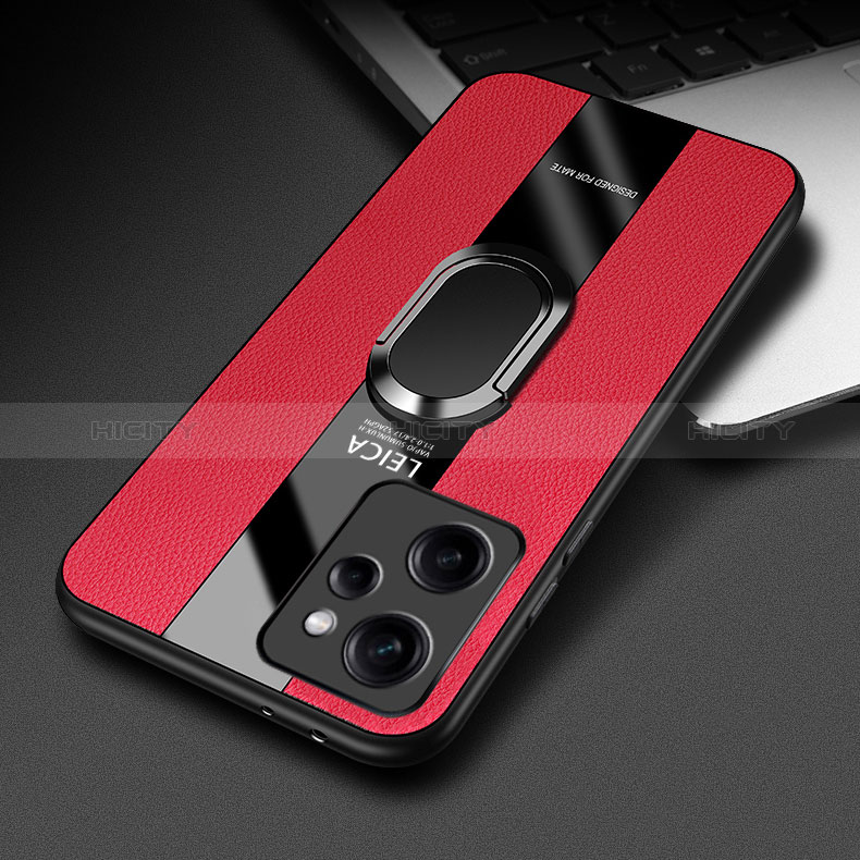 Funda Silicona Goma de Cuero Carcasa con Magnetico Anillo de dedo Soporte PB1 para Xiaomi Redmi Note 12 Pro Speed 5G