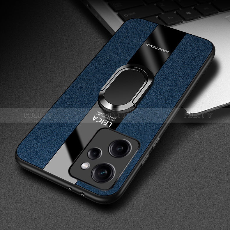 Funda Silicona Goma de Cuero Carcasa con Magnetico Anillo de dedo Soporte PB1 para Xiaomi Redmi Note 12 Pro Speed 5G