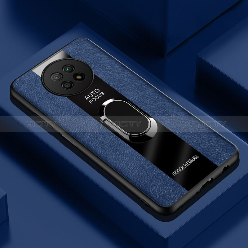 Funda Silicona Goma de Cuero Carcasa con Magnetico Anillo de dedo Soporte PB1 para Xiaomi Redmi Note 9 5G