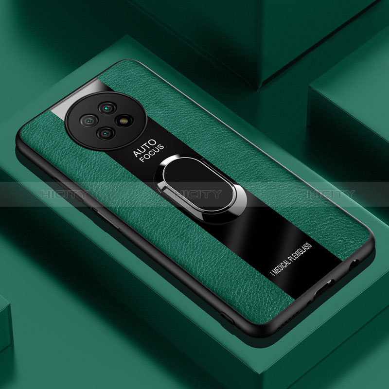 Funda Silicona Goma de Cuero Carcasa con Magnetico Anillo de dedo Soporte PB1 para Xiaomi Redmi Note 9 5G