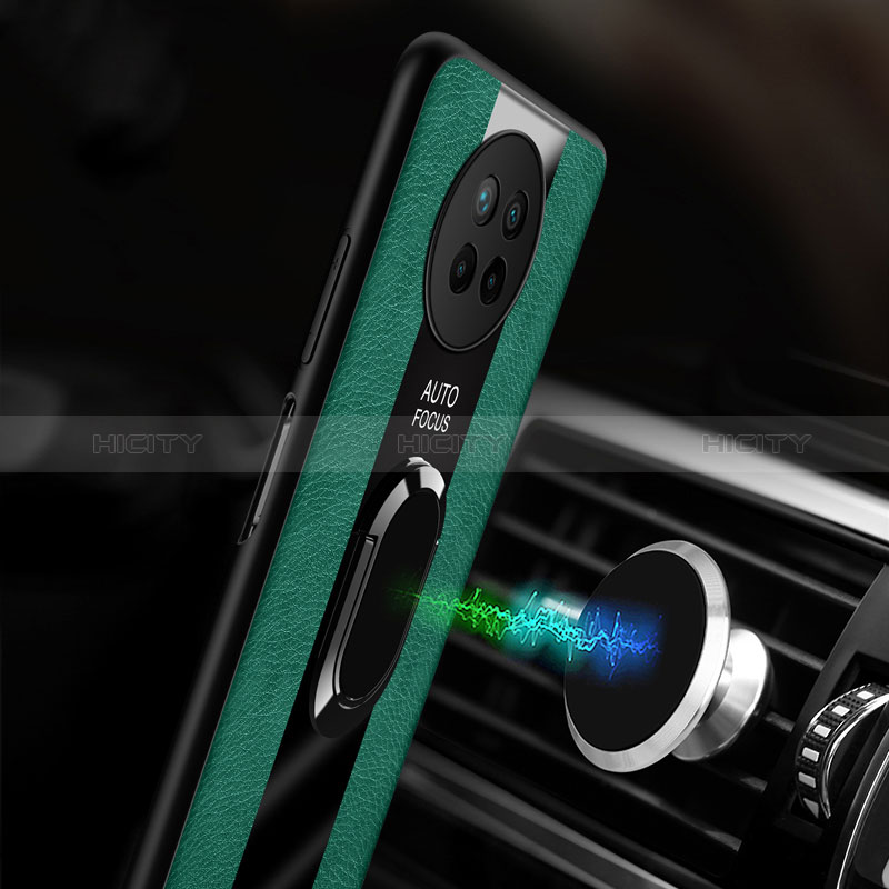 Funda Silicona Goma de Cuero Carcasa con Magnetico Anillo de dedo Soporte PB1 para Xiaomi Redmi Note 9 5G