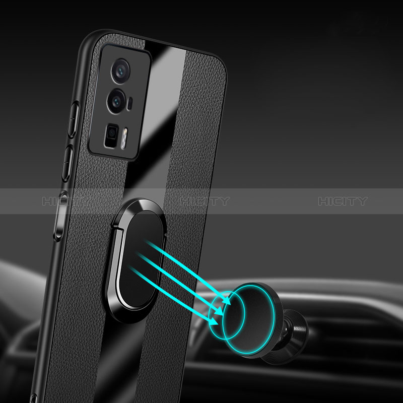 Funda Silicona Goma de Cuero Carcasa con Magnetico Anillo de dedo Soporte PB2 para Xiaomi Poco F5 Pro 5G