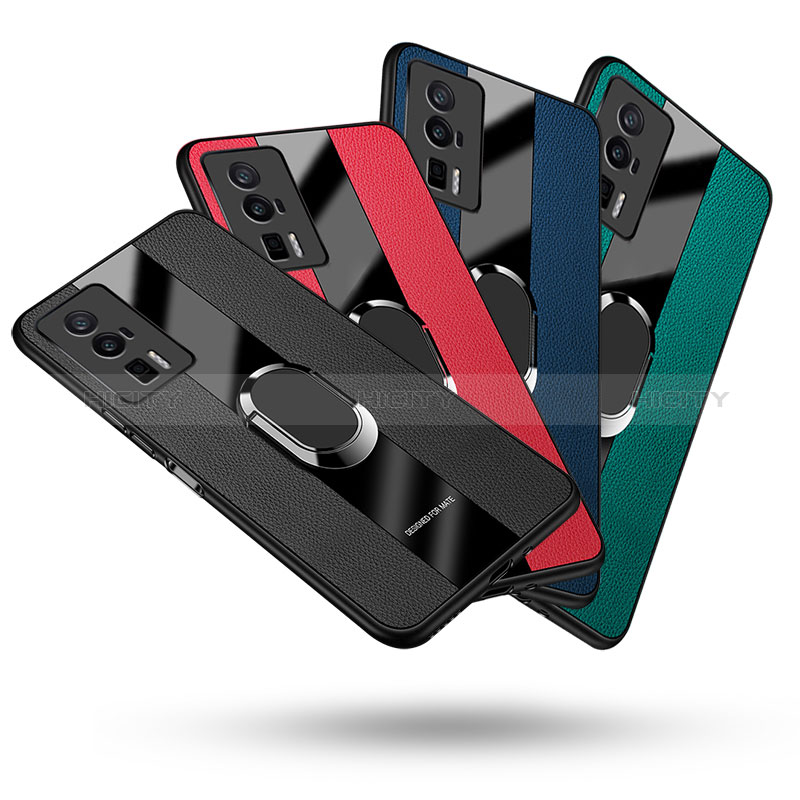 Funda Silicona Goma de Cuero Carcasa con Magnetico Anillo de dedo Soporte PB2 para Xiaomi Poco F5 Pro 5G