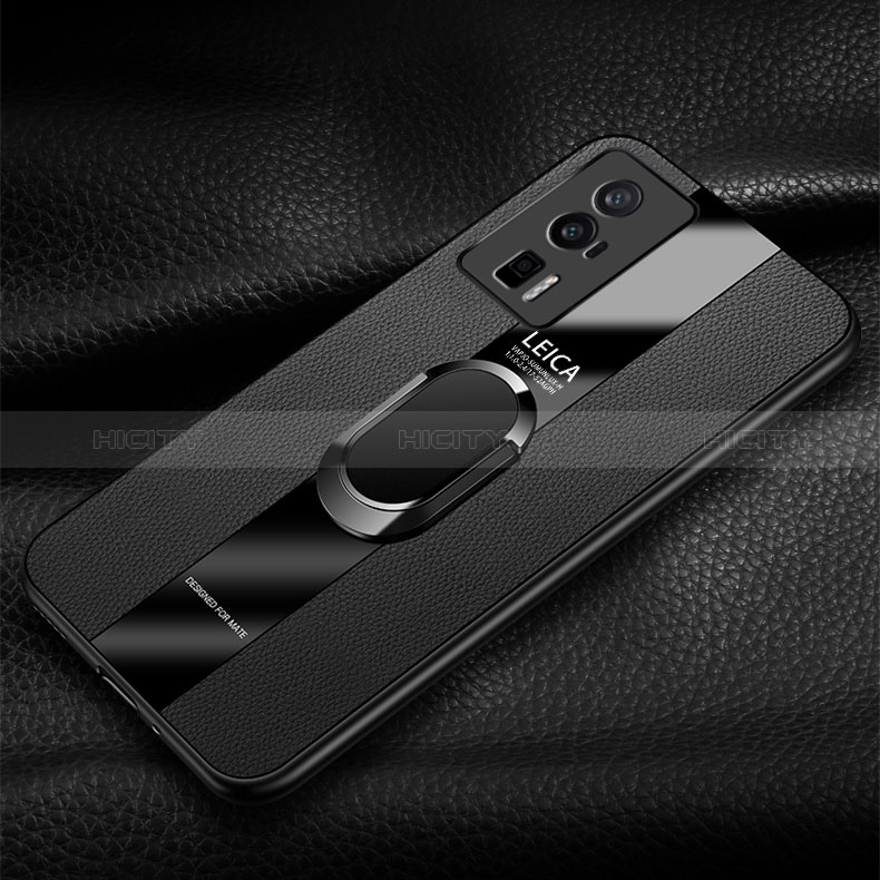 Funda Silicona Goma de Cuero Carcasa con Magnetico Anillo de dedo Soporte PB2 para Xiaomi Poco F5 Pro 5G